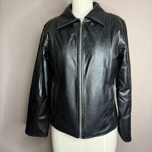 Jonathan Martin faux/vegan leather short black jacket